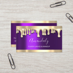 Professional Makeup Artist Gold Purple Viole Nails Business Card