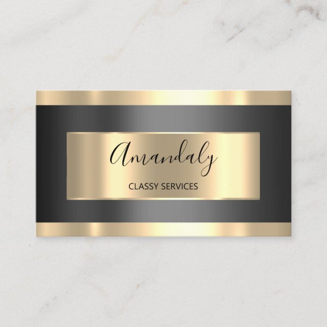 Professional Makeup Artist Gray Black Gold Lashes Business Card (Front)