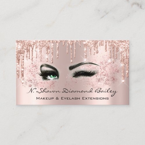 Professional Makeup Artist Green Eyes Rose Blush Business Card