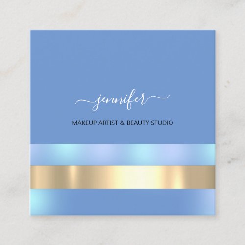 Professional Makeup Artist Holograph Pink Blue Square Business Card