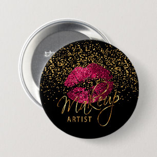 Professional Makeup Artist - Hot Pink Lips Button