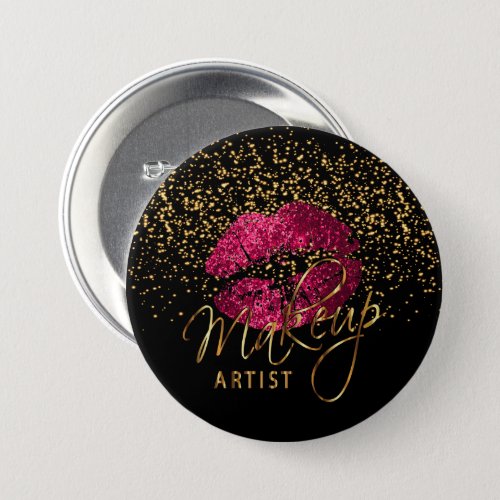 Professional Makeup Artist _ Hot Pink Lips Button
