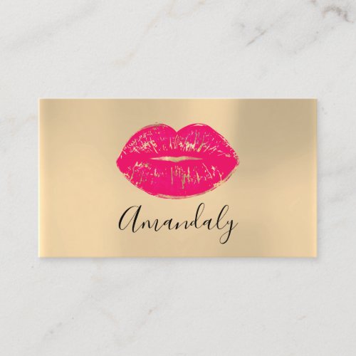 Professional Makeup Artist Kiss Lip Pink Fuchsia Business Card