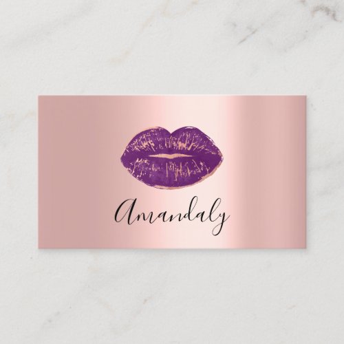 Professional Makeup Artist Kiss Lip Pink Purple Business Card