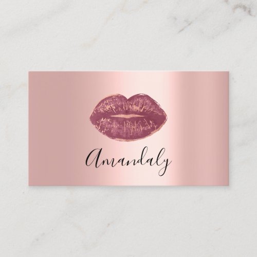 Professional Makeup Artist Kiss Lip Pink Rose Business Card