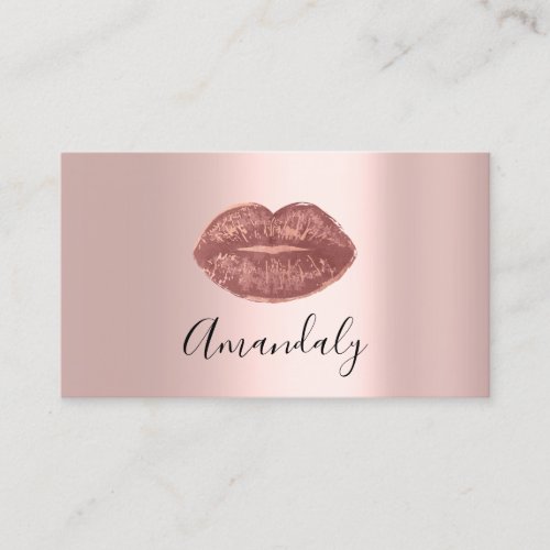 Professional Makeup Artist Kiss Lip Rose Gold Business Card