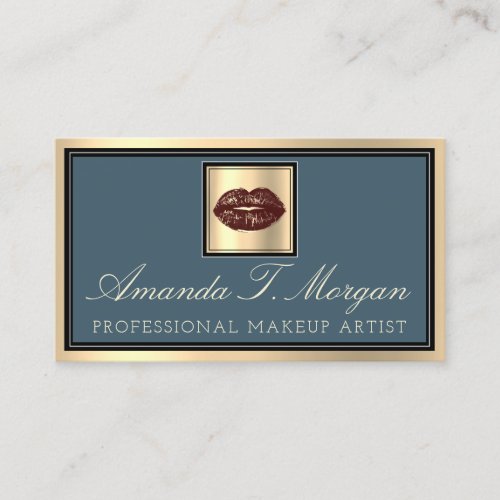 Professional Makeup Artist Kiss Lip Smoky BlueGold Business Card