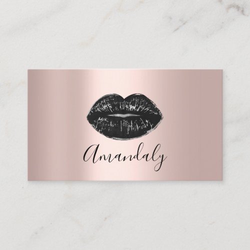 Professional Makeup Artist Kiss Lips Black Rose Business Card