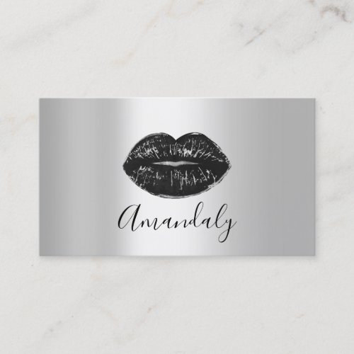 Professional Makeup Artist Kiss Lips Black Silver Business Card