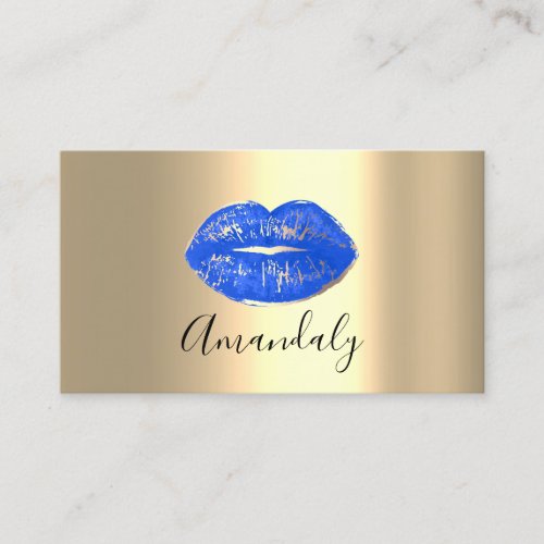 Professional Makeup Artist Kiss Lips Blue Modern Business Card