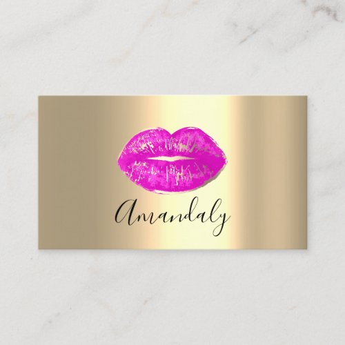 Professional Makeup Artist Kiss Lips Bright Pink Business Card