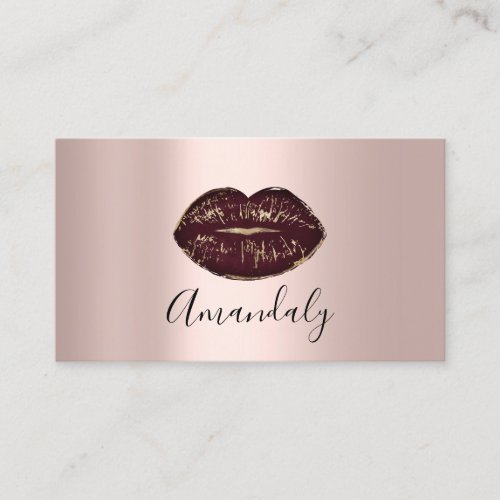 Professional Makeup Artist Kiss Lips Brown Rose Business Card