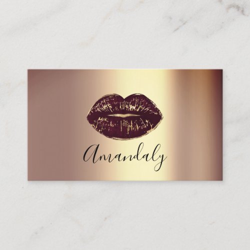 Professional Makeup Artist Kiss Lips Gold Coffee Business Card