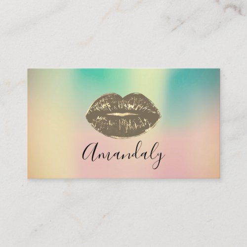 Professional Makeup Artist Kiss Lips Gold Ombre Business Card