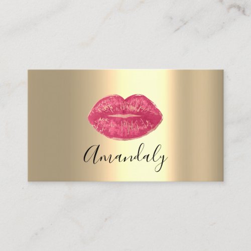 Professional Makeup Artist Kiss Lips Gold Pink Business Card