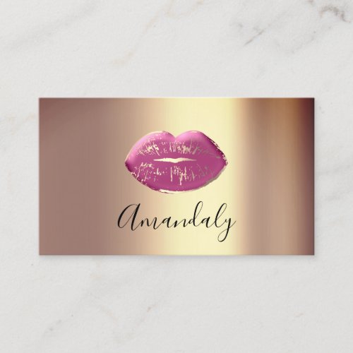 Professional Makeup Artist Kiss Lips Gold Purple Business Card