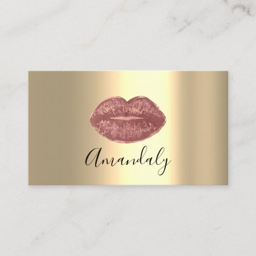 Professional Makeup Artist Kiss Lips Gold Rose Business Card