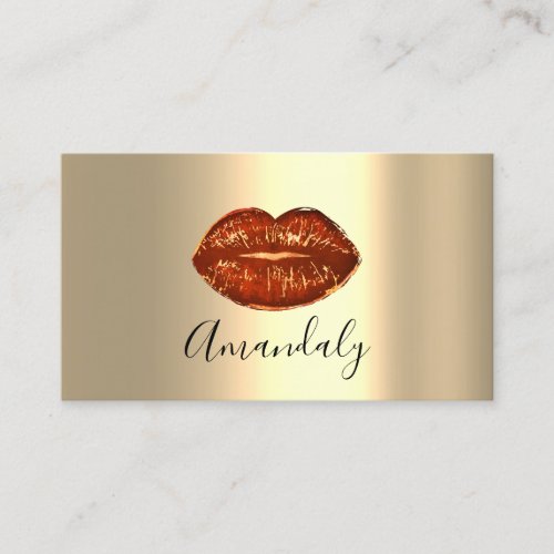 Professional Makeup Artist Kiss Lips Gold Wax Red Business Card