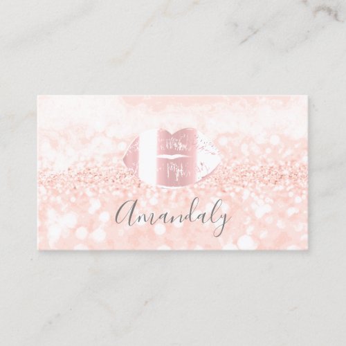 Professional Makeup Artist Kiss Lips Pink Glitter Business Card