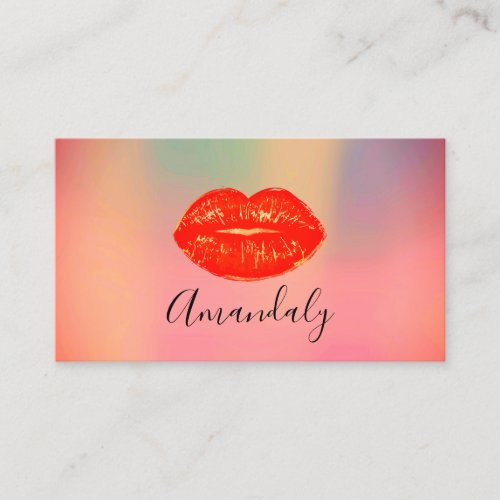 Professional Makeup Artist Kiss Lips Pink Red Business Card