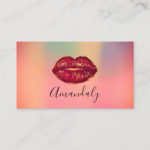 Professional Makeup Artist Kiss Lips Pink Red Business Card