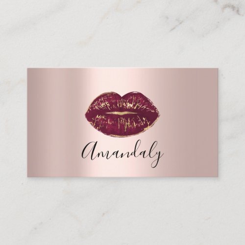 Professional Makeup Artist Kiss Lips Pink Red Rose Business Card