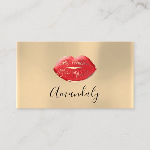 Professional Makeup Artist Kiss Lips Red Champaign Business Card