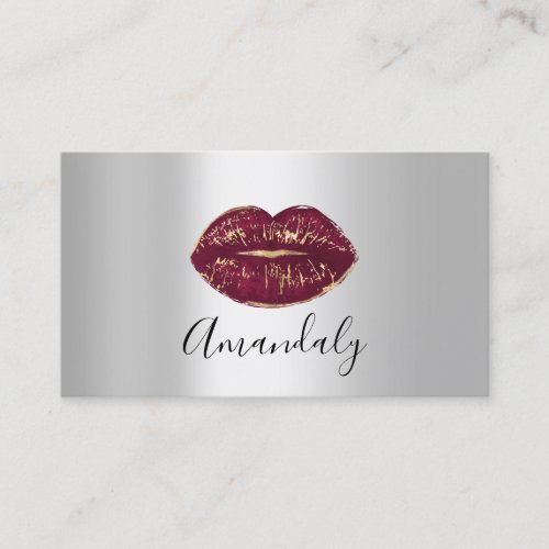 Professional Makeup Artist Kiss Lips Red Gray Grey Business Card