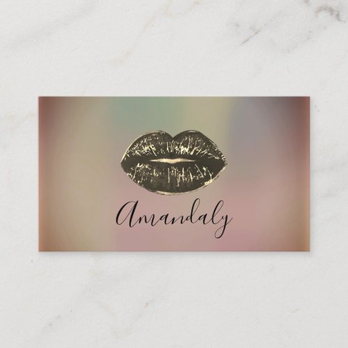 Professional Makeup Artist Kiss Lips Rose Brown Business Card