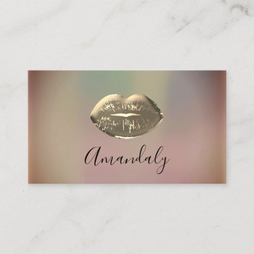 Professional Makeup Artist Kiss Lips Rose Brushed Business Card