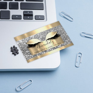 Professional Makeup Artist Lash Event Gray Gold Business Card