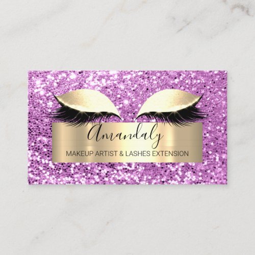 Professional Makeup Artist Lash Glitter Gold Frame Business Card