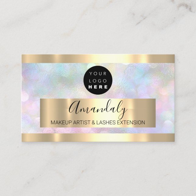 Professional Makeup Artist Lash Logo Holographic Business Card (Front)