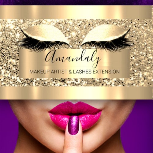 Professional Makeup Artist Lash Microblade Gold Business Card