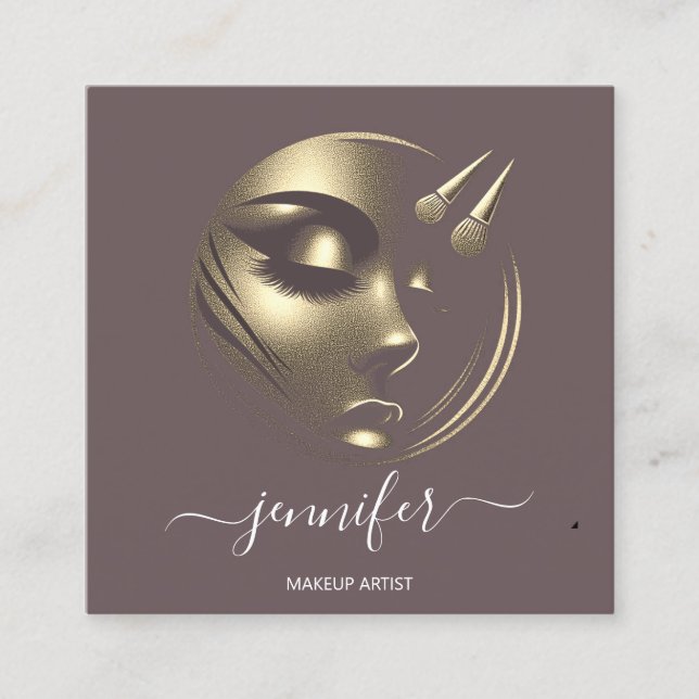 Professional Makeup Artist Lashes Logo QR Blush Square Business Card (Front)