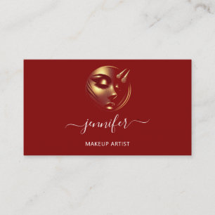 Professional Makeup Artist Lashes Logo QR Code Red Business Card