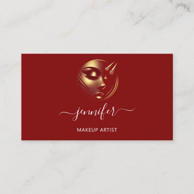 Professional Makeup Artist Lashes Logo QR Code Red Business Card (Front)