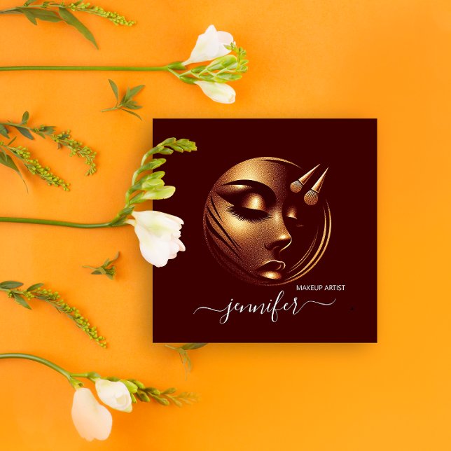 Professional Makeup Artist Lashes Logo QR Code Square Business Card (Professional Makeup Artist Lashes Logo QR Code Square Business Card)