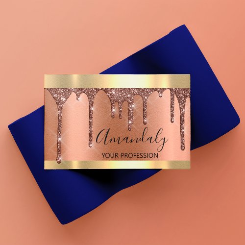 Professional Makeup Artist Lashes Rose Gold Copper Business Card