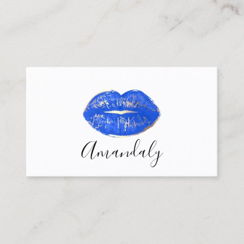 Professional Makeup Artist Lips Blue Gold White Business Card