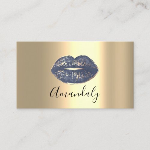 Professional Makeup Artist Lips Blue Navy Gold Business Card