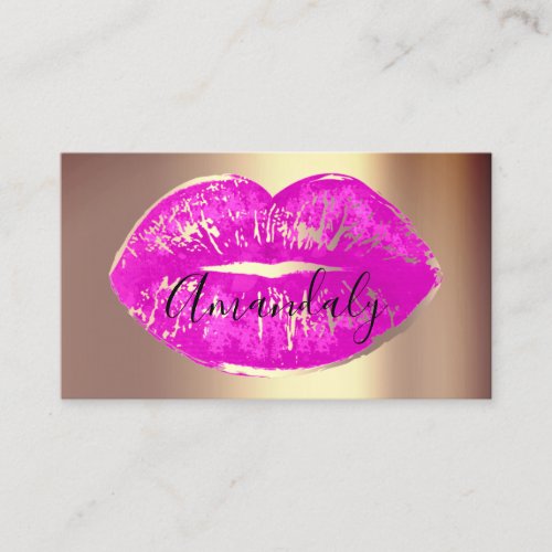 Professional Makeup Artist Lips Branding Pink Gold Business Card