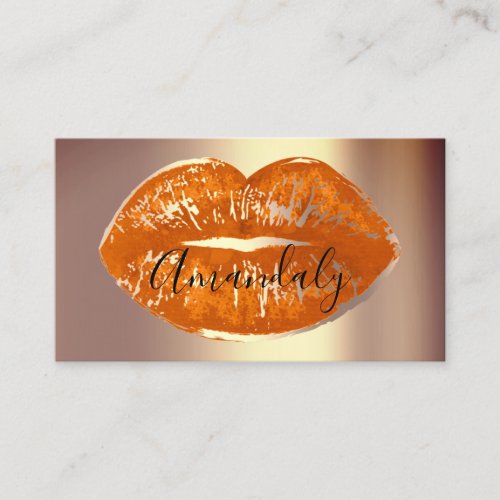 Professional Makeup Artist Lips Coral Gold Kiss Business Card