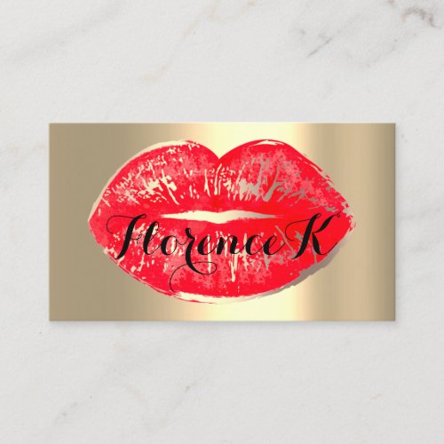 Professional Makeup Artist Lips Kiss Gold Glam Red Business Card