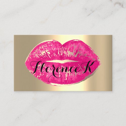 Professional Makeup Artist Lips Kiss Gold Wow Pink Business Card