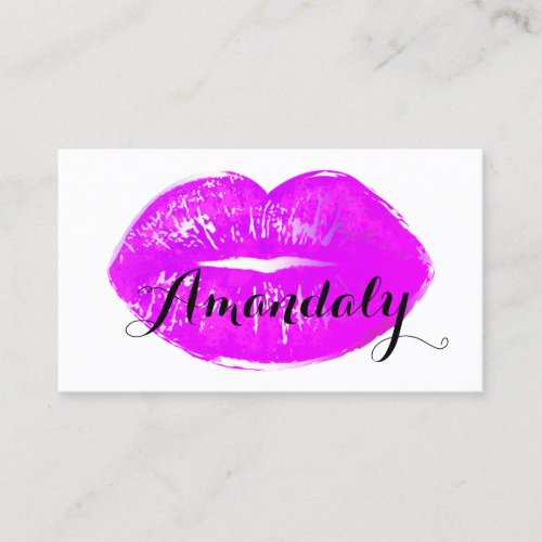 Professional Makeup Artist Lips Kiss Pink White Business Card