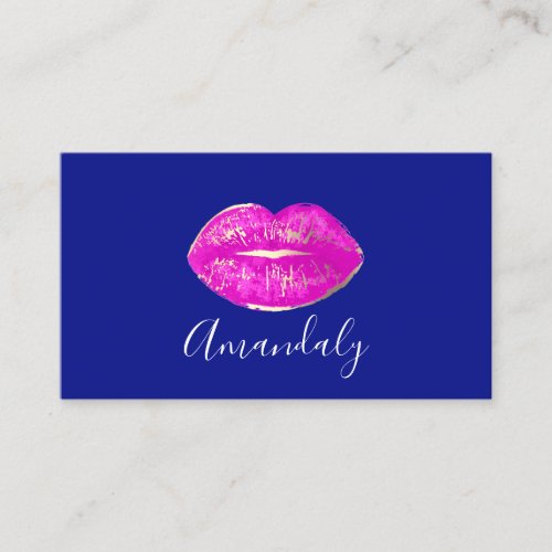 Professional Makeup Artist Lips Pink Blue White Business Card