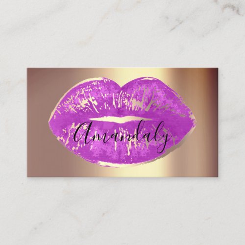 Professional Makeup Artist Lips Purple Gold Kiss Business Card