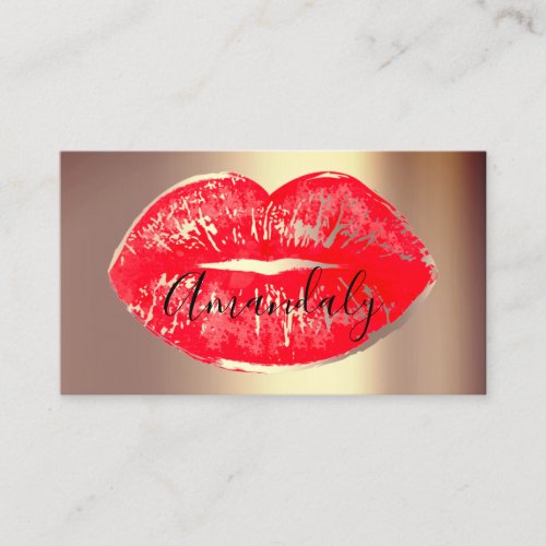 Professional Makeup Artist Lips Red Gold Kiss Business Card