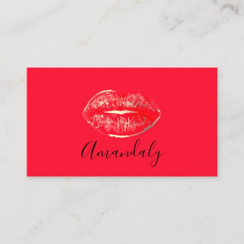 Professional Makeup Artist Lips Red Gold White Business Card